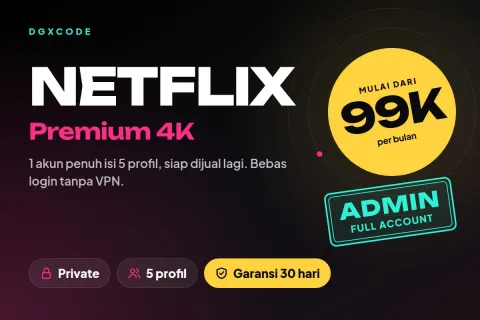 Netflix Premium 1 Bulan – Full Account (Reseller)