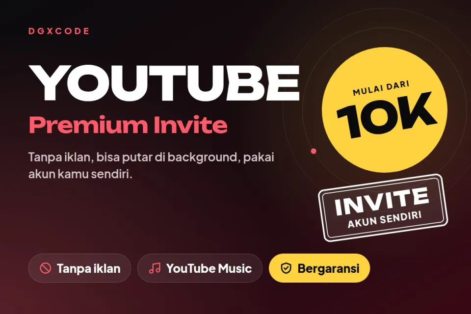 YouTube Premium 1 Bulan – Invite