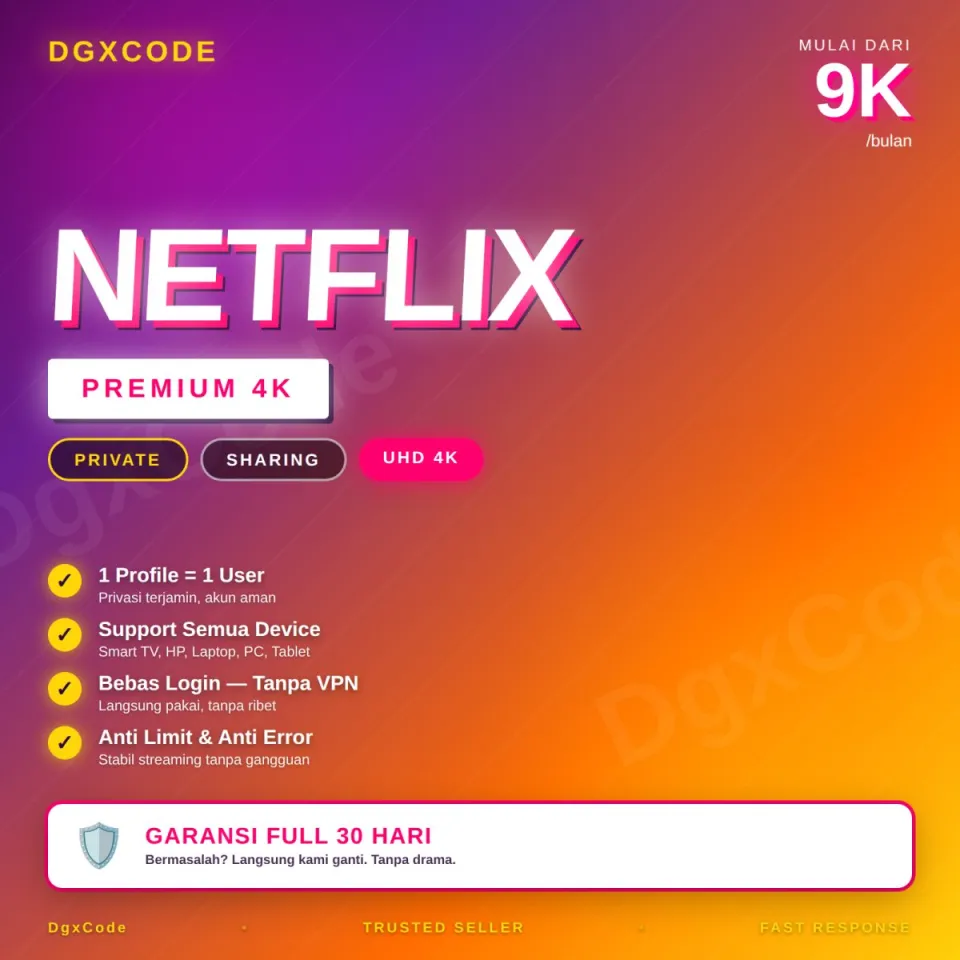 Netflix Premium 1 Bulan – 1 Profil Sharing